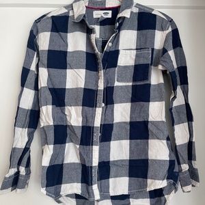 Old Navy Kid's Large Blue and White Plaid Button Down